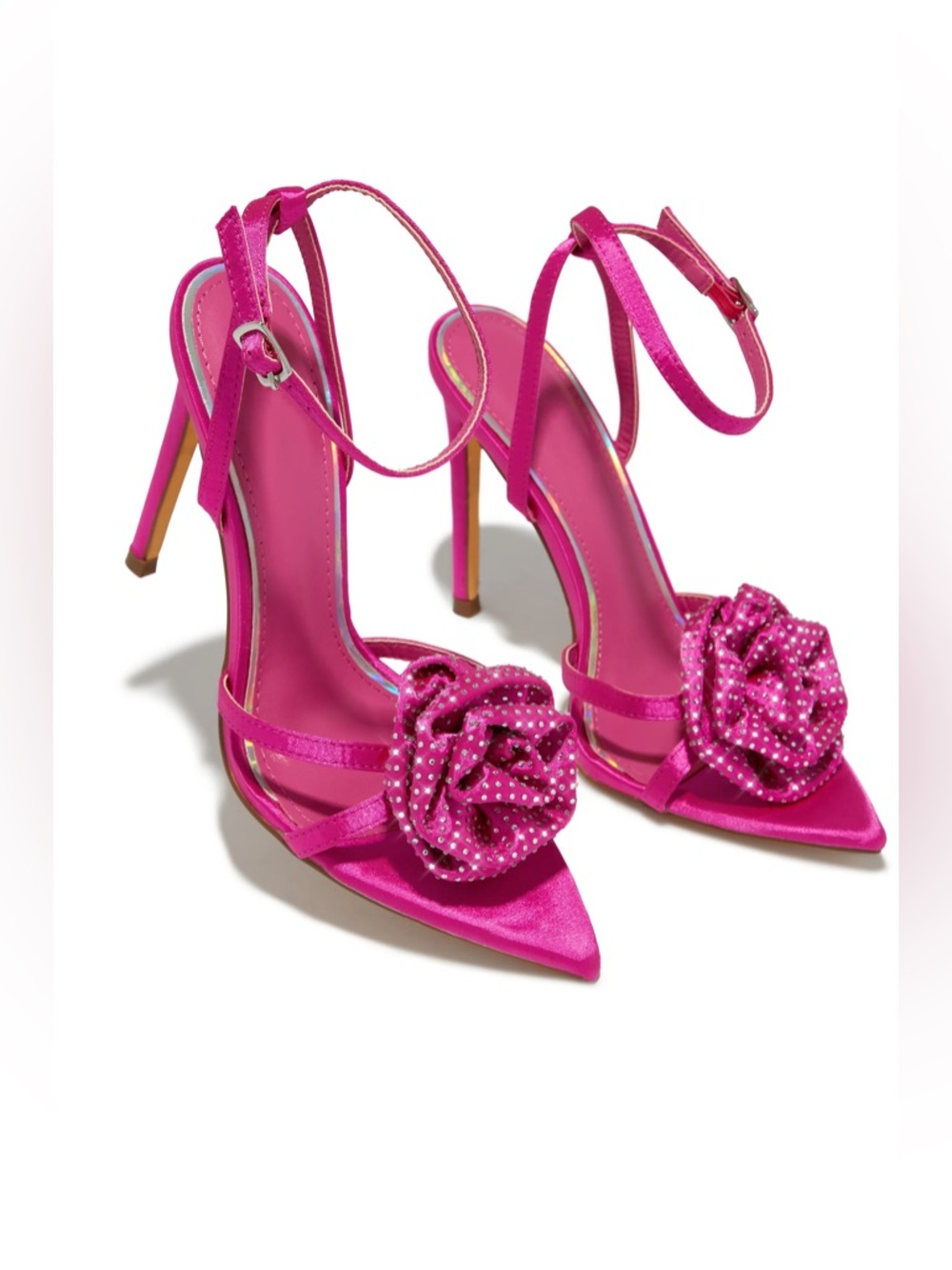 Miss Lola Women's Hot Pink Satin Ankle-Strap Heels HALF OFF UNTIL MONDAY